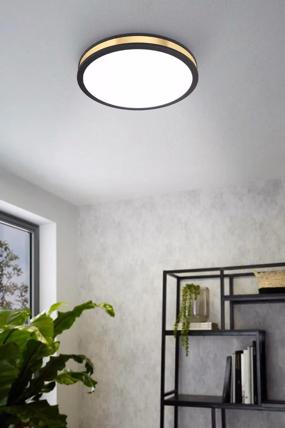 Eglo Pescaito LED Round Flush Ceiling Light in Black and Gold – 2