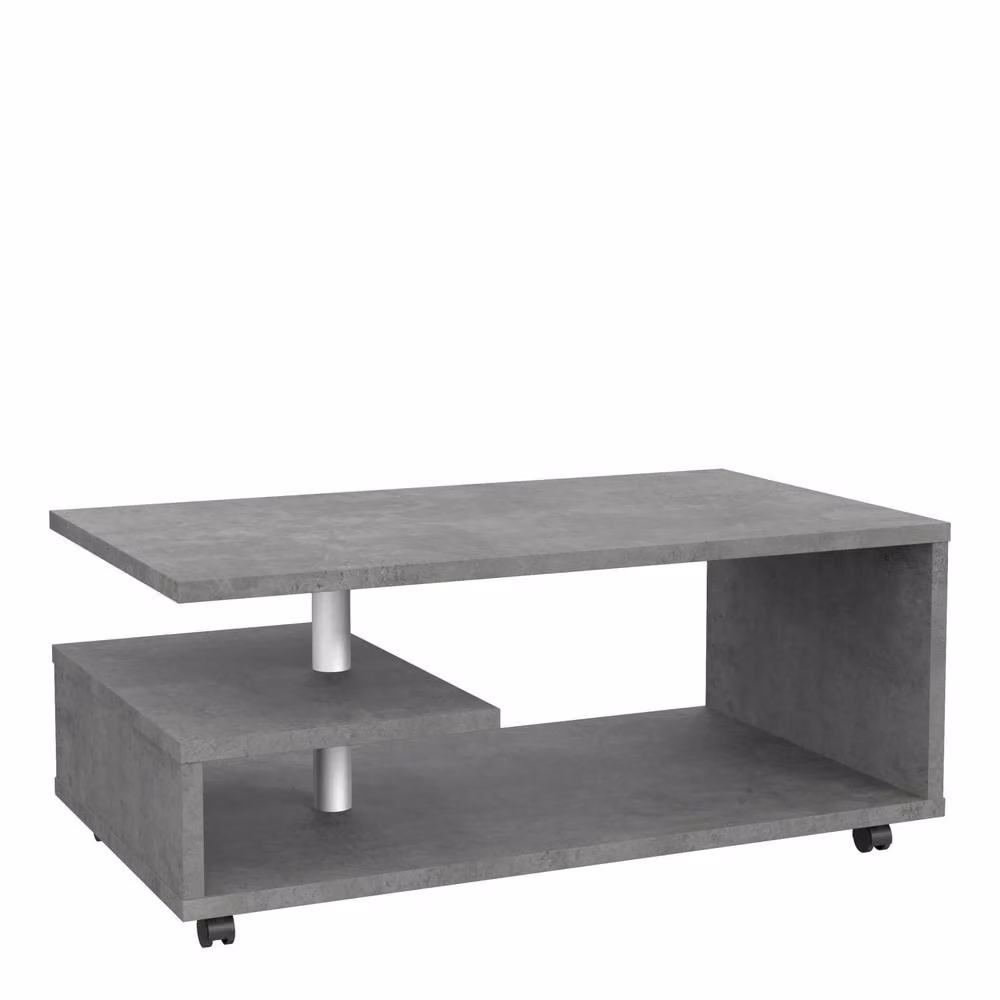 Wyld Haus Salford Grey Concrete Effect Coffee Table with Open Shelves – 2