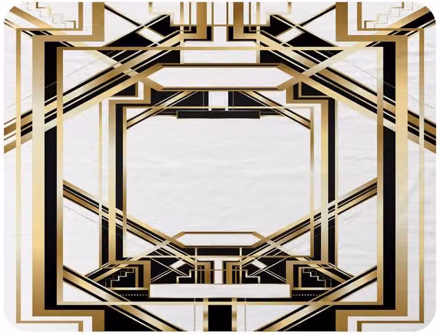 Benjamin Tate Design Art Deco Golden Black Frame Fleece Blanket in Gold and Black, W/D/H: 120 x 150 cm – 2