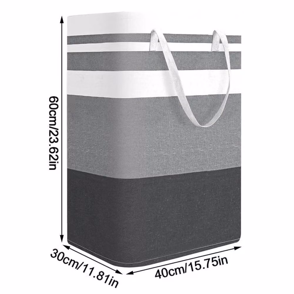 EONLION 2 x 75L Grey Fabric and Metal Laundry Baskets with Handles – 2