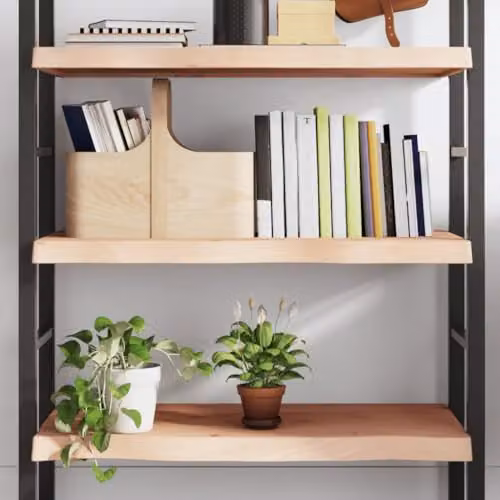 vidaXL Wall Shelf in Untreated Solid Oak Wood, Brown/Beige, W: 80 cm, D: 40 cm, H: 2-6 cm – 2