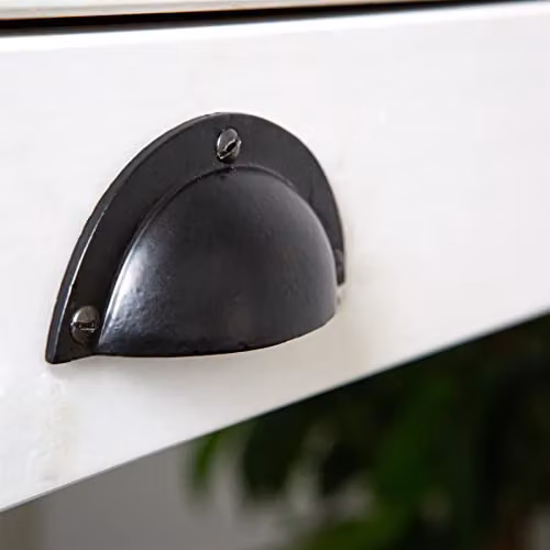 Hammer and Tongs Curved Cabinet Drawer Pulls in Raw Iron, Pack of 4, W: 9.5 cm, H: 4.6 cm – 5