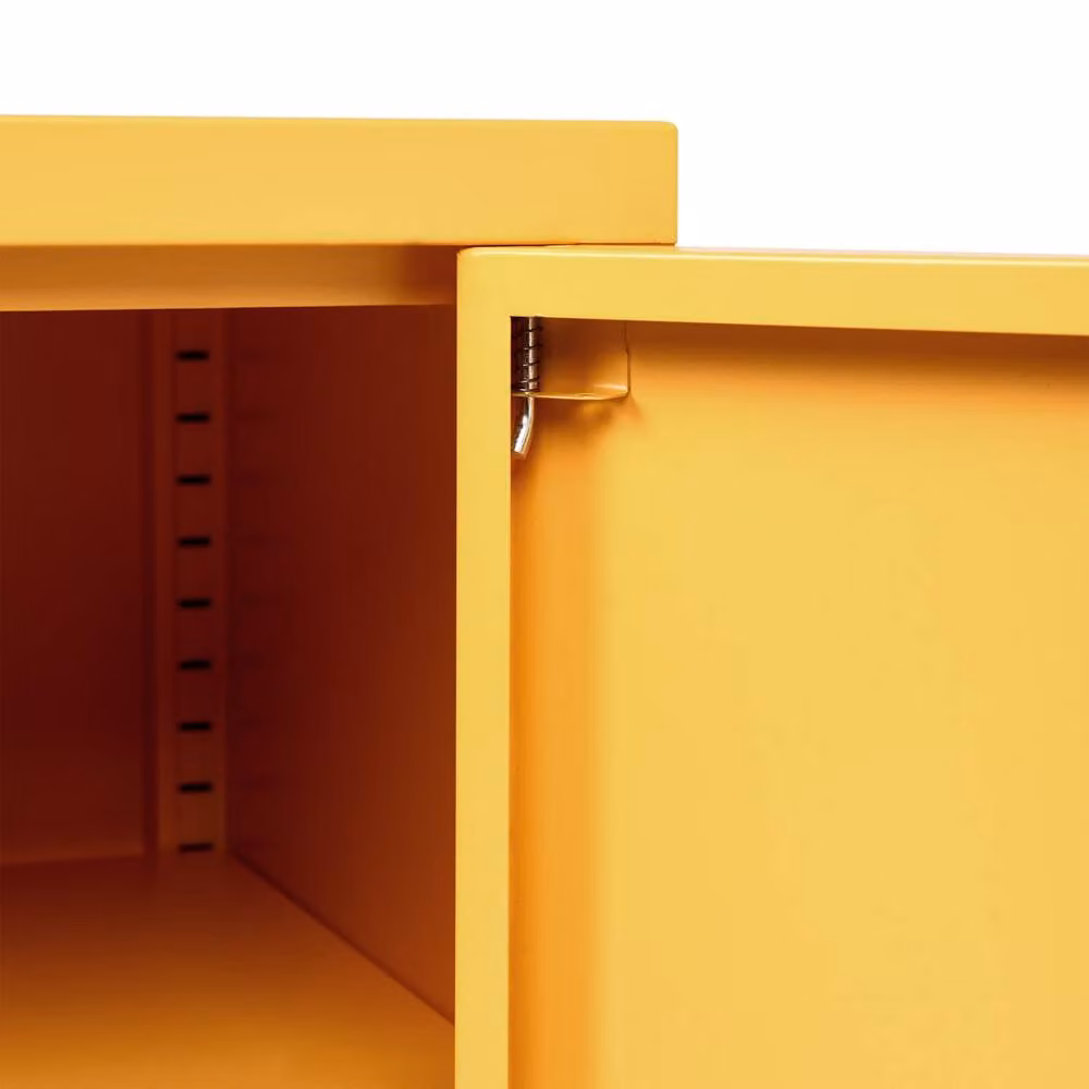 Wyld and Coco Industrial 2-Door Steel Sideboard in Matt Yellow – 3