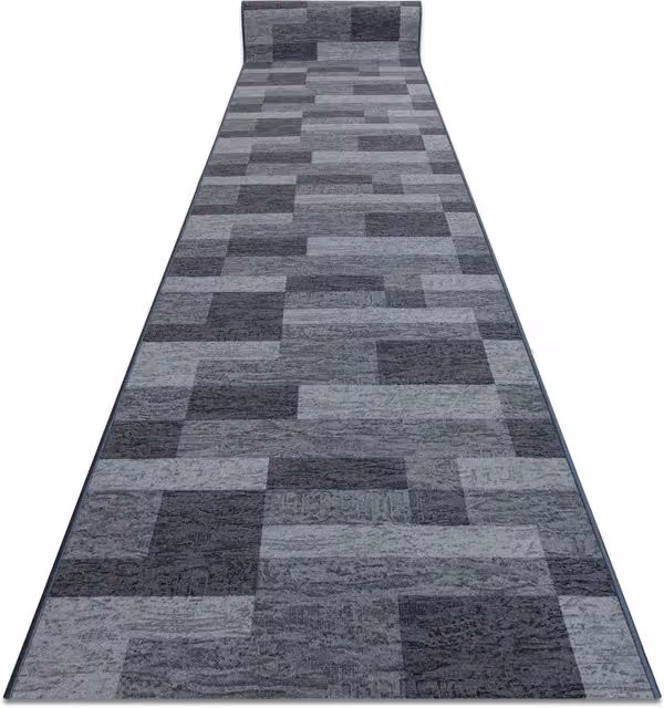 RugsX Icona Anti-Slip Geometric Runner in Grey, W: 80 cm, L: 170 cm