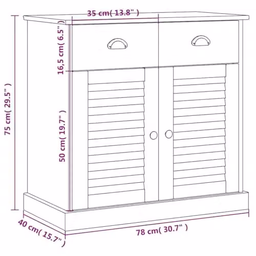 vidaXL VIGO Sideboard with Drawers in Brown Rustic Solid Pine Wood, W/D/H: 78 x 40 x 75.5 cm – 2