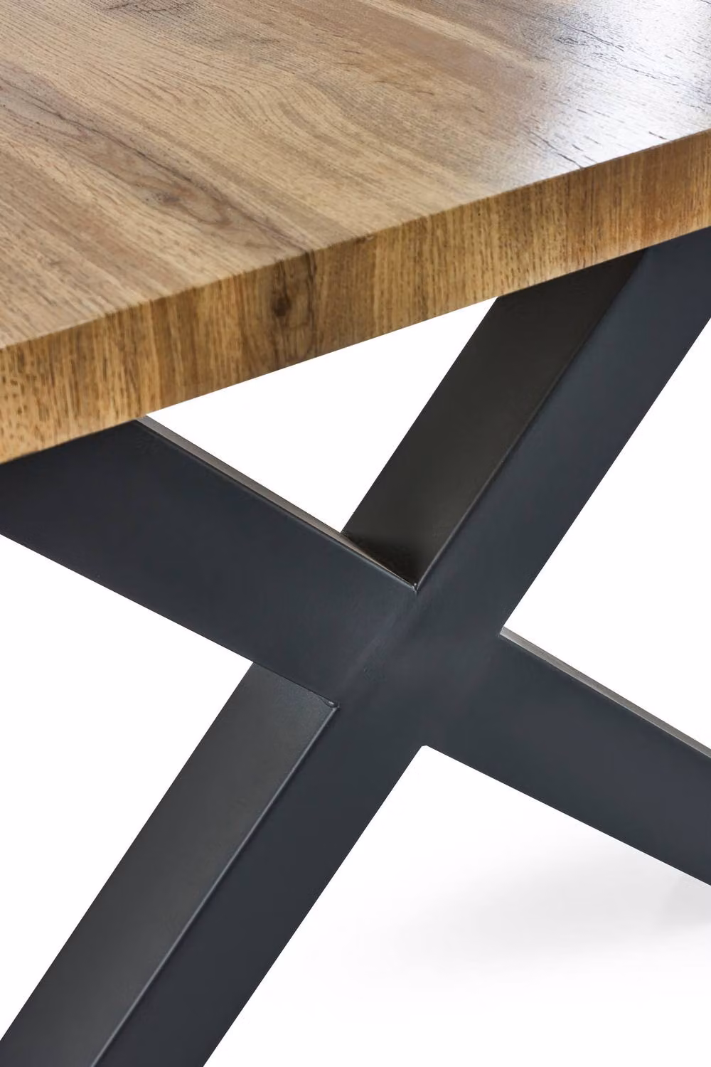 Julian Bowen Harvey Live Edge Rectangular Coffee Table with X-Frame Legs in Brown and Black – 4