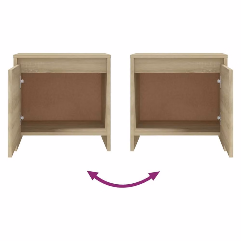 Berkfield Home Elegant Bedside Cabinet in Sonoma Oak Beige, W/D/H: 45 x 34 x 44.5 cm – 2