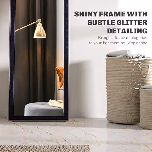 HOMCOM Full Length Rectangular Mirror in Black, Wall Mounted or Leaning, W: 37 cm, H: 157 cm – 5