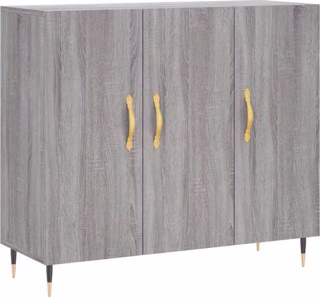 Berkfield Home Grey Sonoma Sideboard in Engineered Wood, W/D/H: 90 x 34 x 80 cm