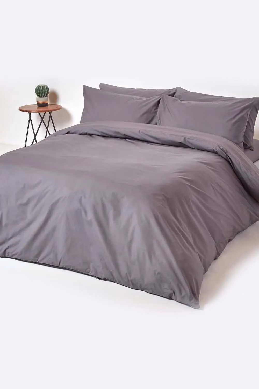 Homescapes Dark Grey Egyptian Cotton Double Fitted Sheet, 200 Thread Count Percale – 2