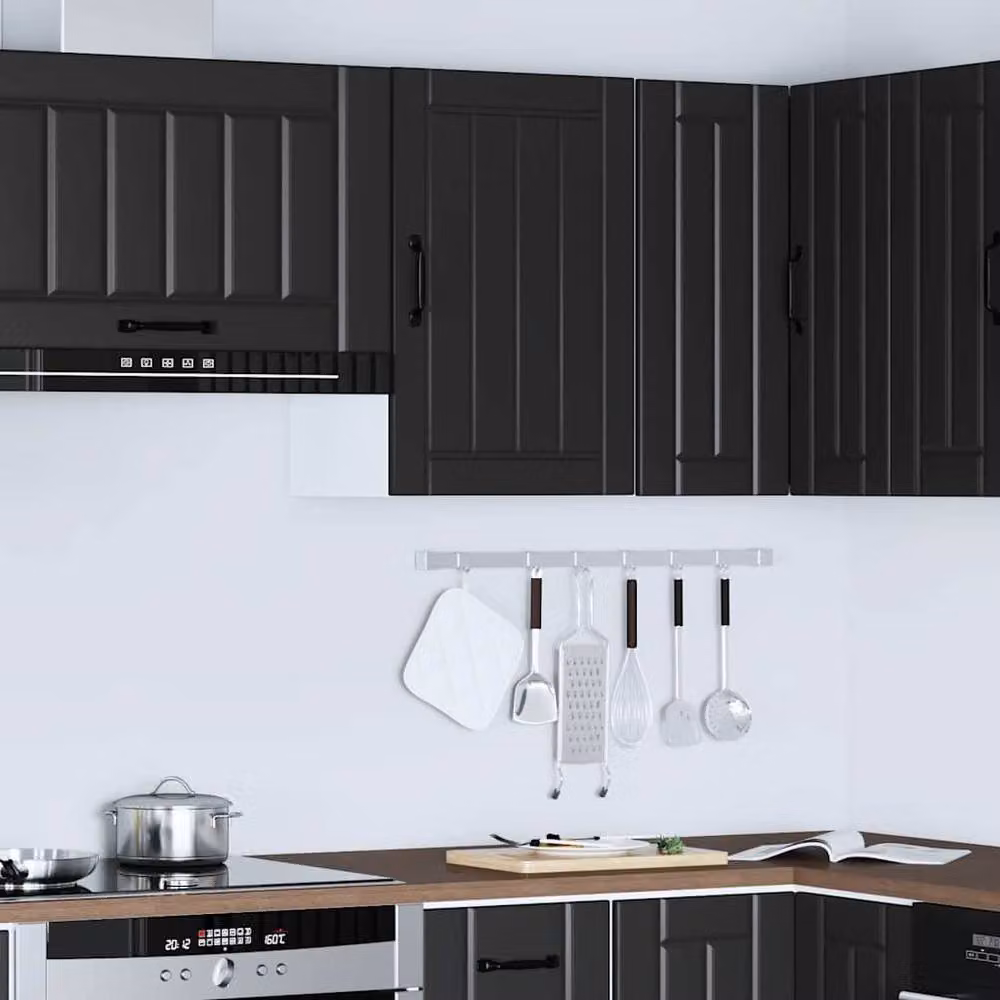 Berkfield Home Lucca Black Wall Mounted Kitchen Cabinet with Glass Doors – 3