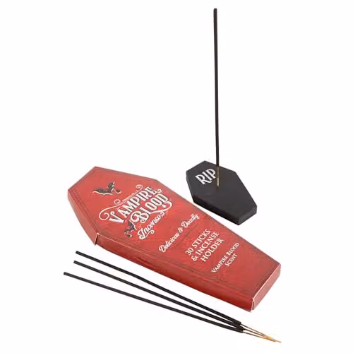 KDMD Vampire Blood Incense Sticks and Coffin Holder Set in Red and Black