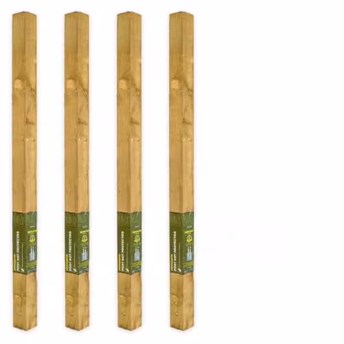 Postsaver Brown Square Wood Fence Posts, Pack of 4, 8 ft Long