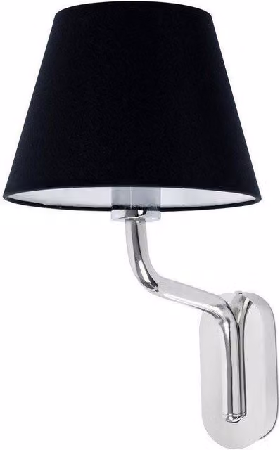 Netlighting Eterna Wall Light with Chrome Metal Base and Black Fabric Shade, E27 – 4