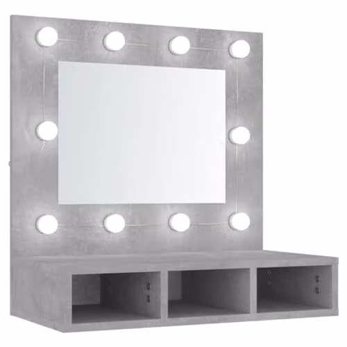 vidaXL Mirror Cabinet with LED Lighting in Grey, W/D/H: 60 x 31.5 x 62 cm