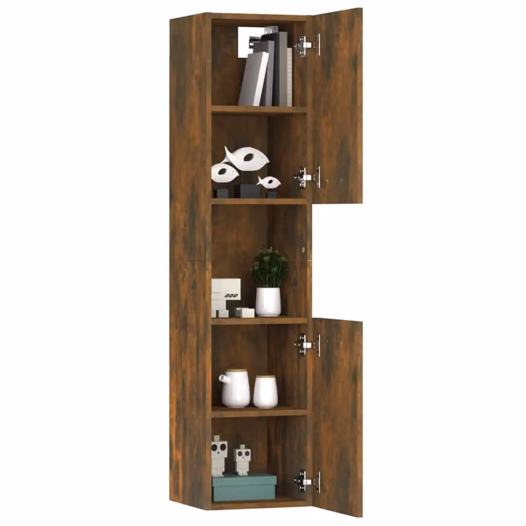 Berkfield Home Modern Smoked Oak Bathroom Cabinet in Brown, W/D/H: 30 x 30 x 130 cm – 2