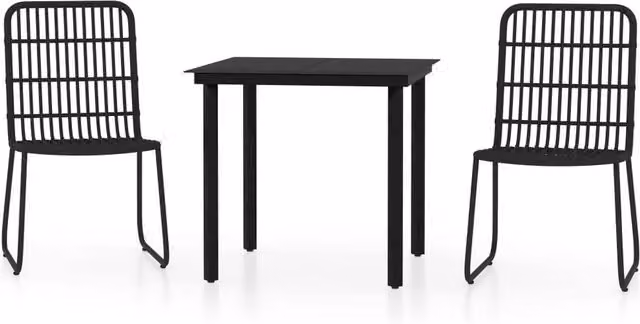 Berkfield Home 3 Piece Modern Garden Dining Set in Matt Black