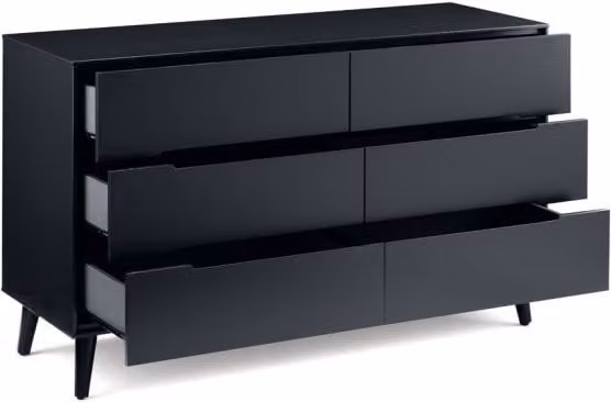 Julian Bowen Alicia 6 Drawer Wide Chest of Drawers in Anthracite or Black, W/D/H: 130 x 45 x 78 cm – 1