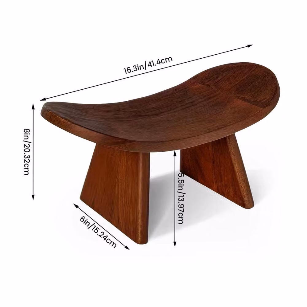 PAWNORA Brown Wooden Yoga and Prayer Kneeling Stool – 2