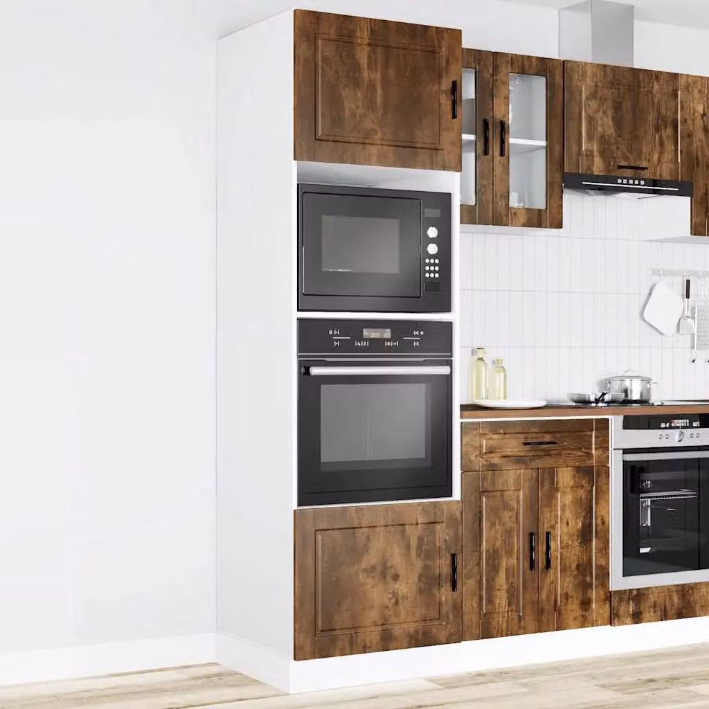 Berkfield Home Porto Smoked Oak Appliance Housing Unit, 2-Piece Brown Kitchen Oven Cabinet Set – 2