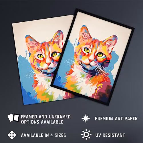 Artery8 Ginger Cat Portrait Multicolour Unframed Paper Poster Wall Art – 2