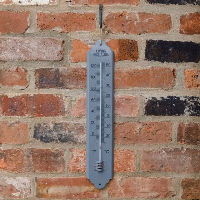 KitchenCraft Living Nostalgia Wall Mounted Steel Thermometer - Grey