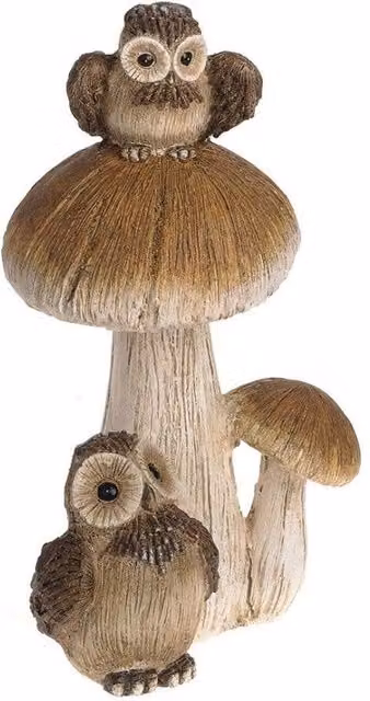 KDMD LED Owl and Cub on Mushroom Night Light, Brown