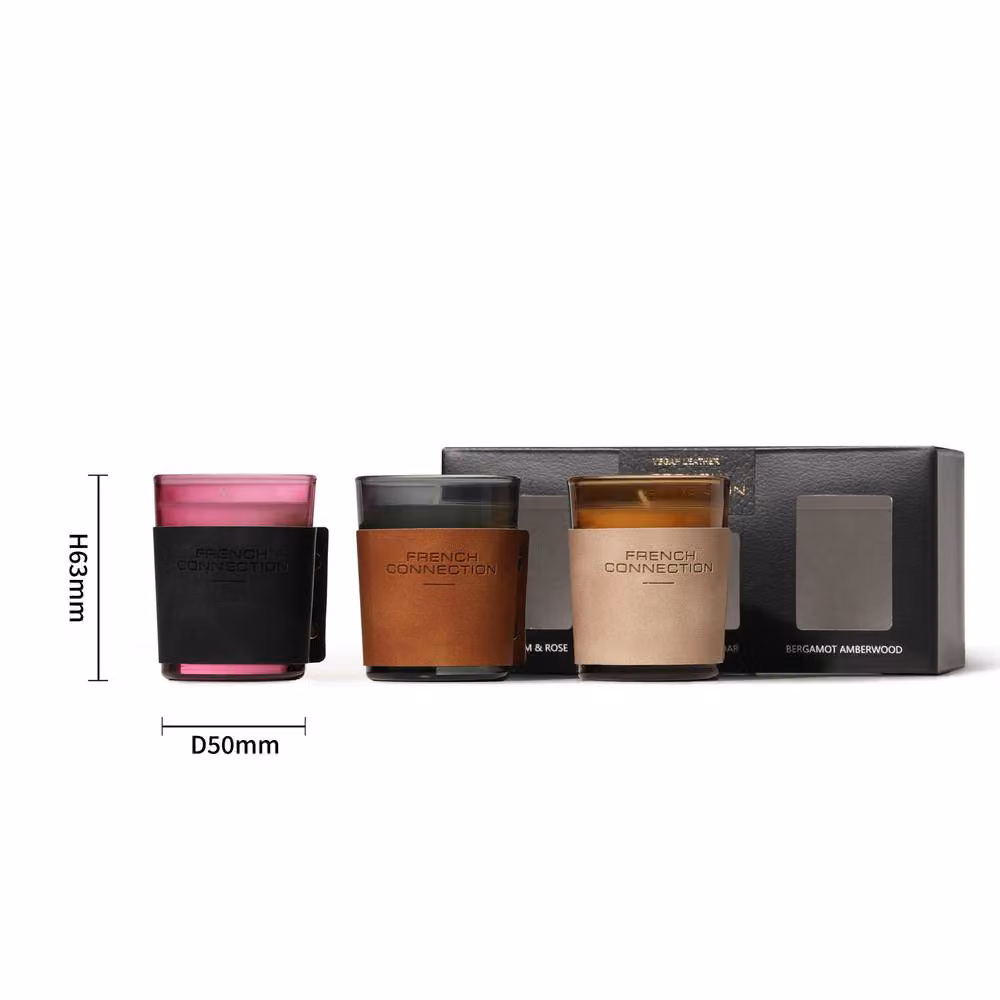 French Connection Luxury Scented Candle Gift Set with 3 Multicolour Votive Candles, 3 x 54g – 3