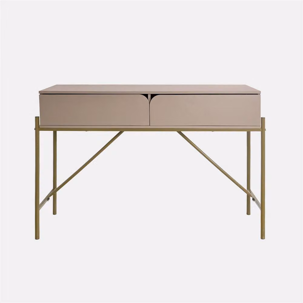 OHS Modern Curved Dressing Table with 2 Drawers in Sand Beige – 2