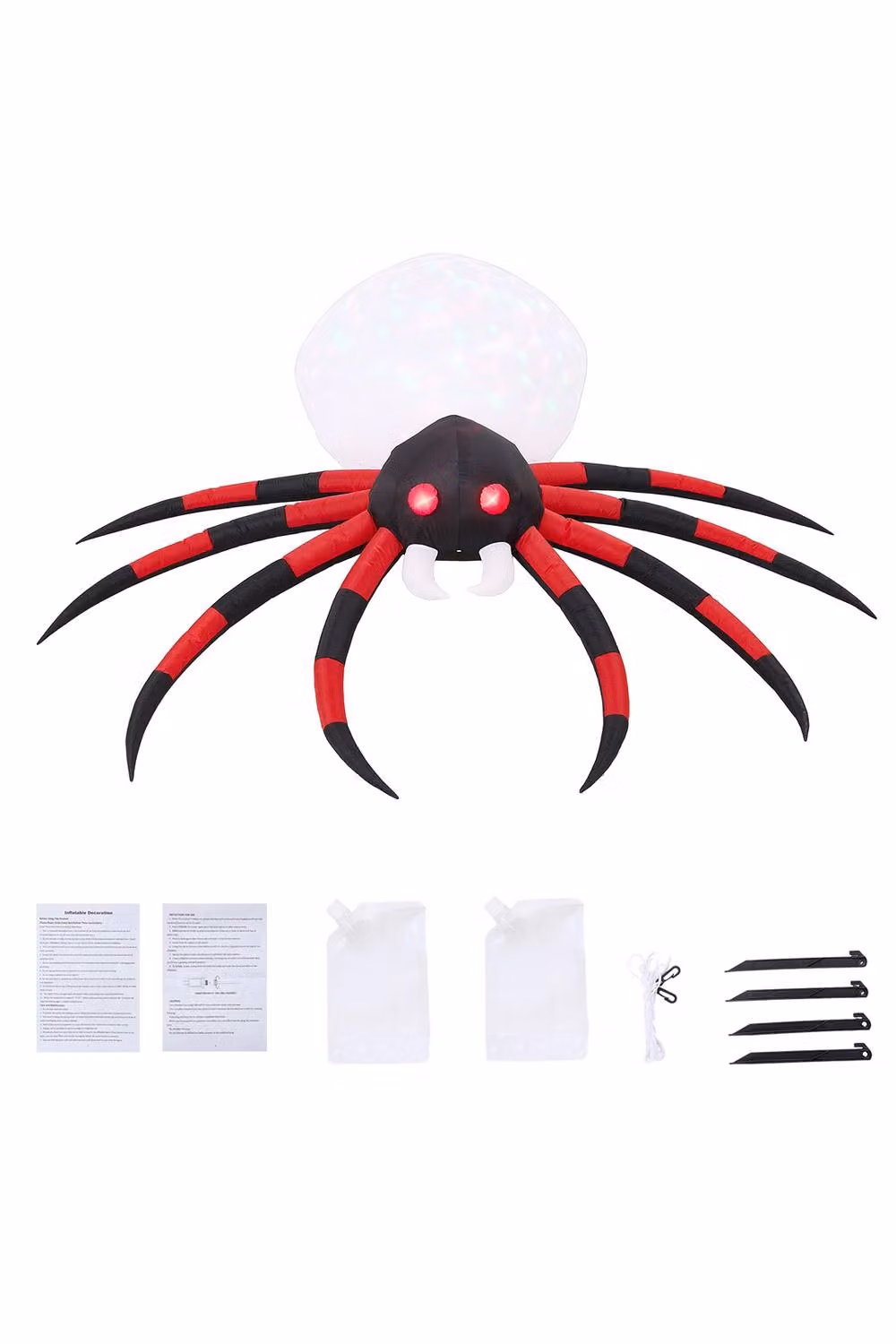 Living and Home Halloween Inflatable Giant Spider with Built-in LED Lights, Black and Multicolour – 3