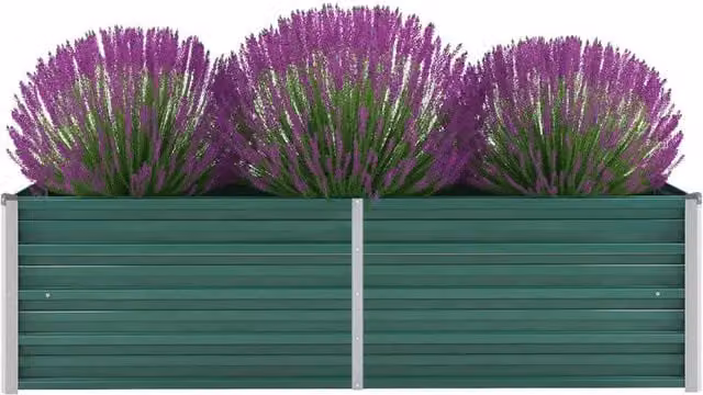 Berkfield Home Garden Galvanised Steel Raised Bed in Green, W/D/H: 160 x 40 x 45 cm – 1