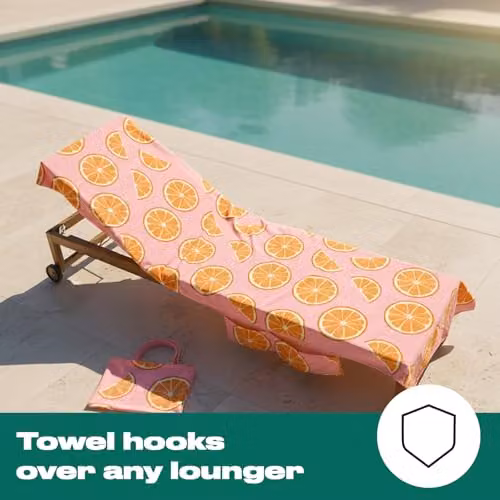 OHS Pink and Orange Print Microfibre Sun Lounger Beach Towel for Adults, W: 75 cm, L: 215 cm – 5