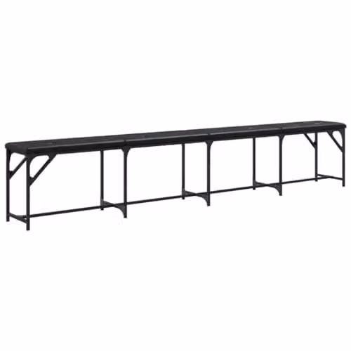 vidaXL Modern Dining Bench in Black with Steel and Synthetic Leather, W: 248 cm, D: 32 cm, H: 45 cm – 1