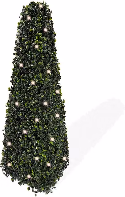 Best Artificial Green Pre-Lit Pyramid Obelisk Boxwood Topiary Tree