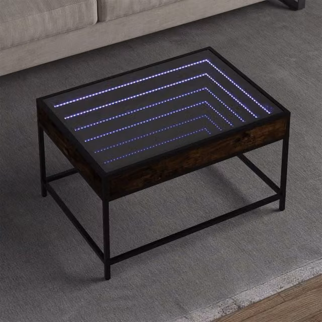Berkfield Home Infinity LED Coffee Table in Smoked Oak Brown, W: 70 cm, D: 50 cm, H: 41 cm – 1