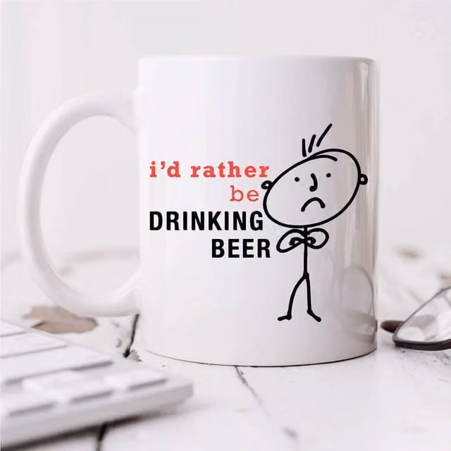 60 Second Makeover Men's I'd Rather Be Drinking Beer Mug in White Ceramic