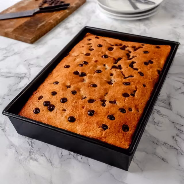 MasterClass Non-Stick Rectangular Carbon Steel Cake Tin, Grey, 35cm