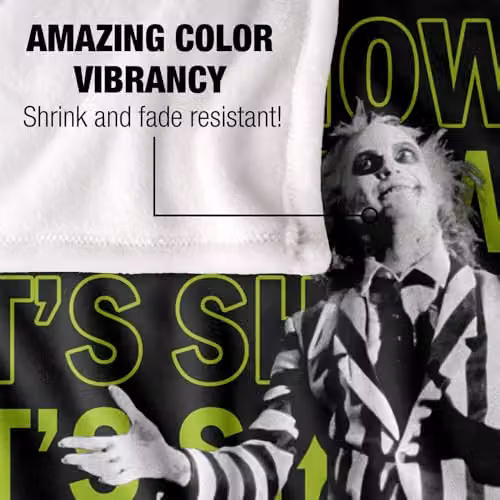 LOGOVISION Beetlejuice It's Showtime Repeat Super Soft Silky Touch Fleece Throw Blanket, Multicolour, W: 152 cm, D: 127 cm – 3