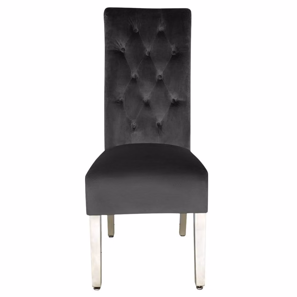 Home Luxe Interior Sofia Dining Chair Pair in Dark Grey Velvet with Lion Knocker Detail – 2