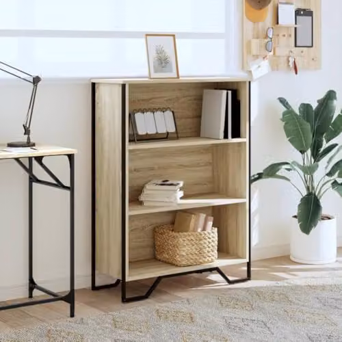vidaXL Modern Bookcase in Sonoma Oak and Brown, W/D/H: 80 x 31 x 106 cm – 2