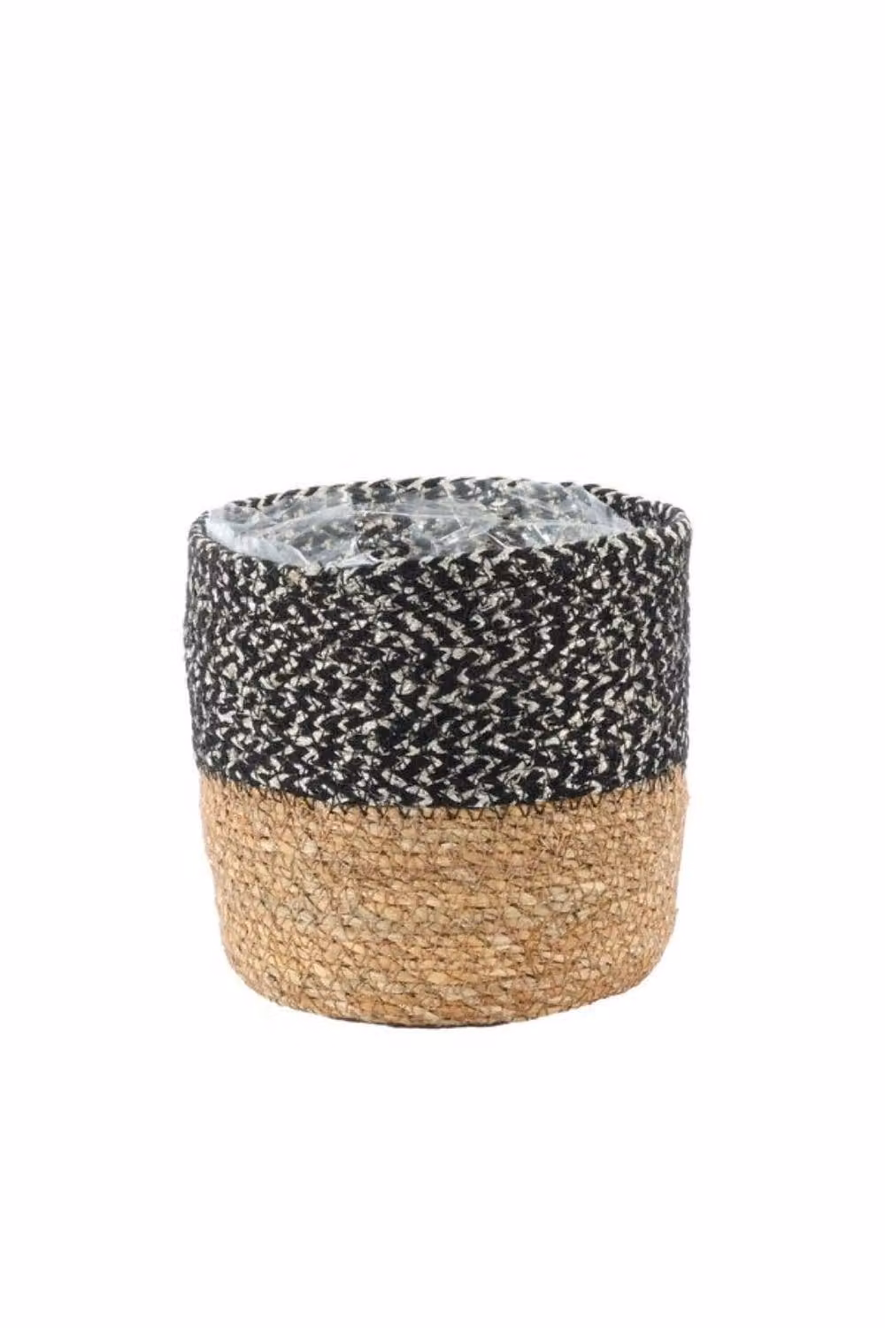 KDMD Natural and Black Seagrass Open Weave Baskets, 3 Pack, W: 14 cm, D: 15 cm, H: 15 cm – 2