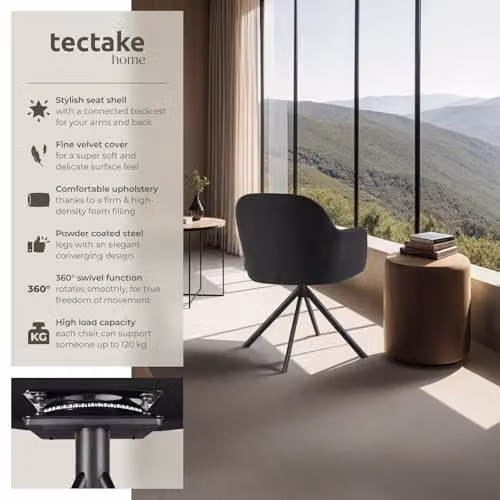 tectake Lona Armchair in Black – 4