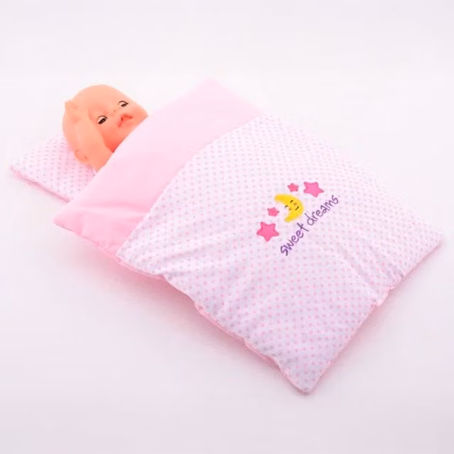 UMKYTOYS Pink Doll Blanket and Pillow Set for Babies