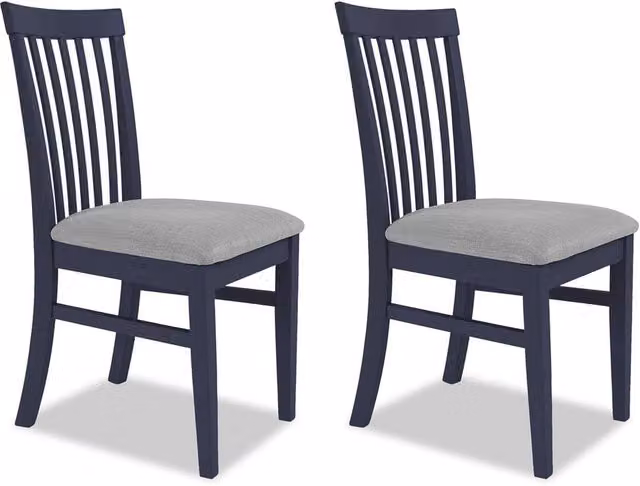 Statement Furniture Florence Wooden Highback Dining Chairs with Upholstered Seats, Set of 2, Blue, W: 45 cm, D: 53 cm, H: 94 cm, Seat Height: 45 cm