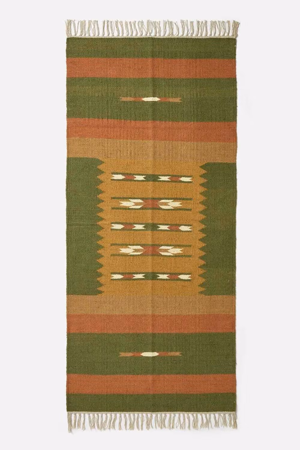 Homescapes Lundi Orange and Green Kilim Runner Cotton and Jute Rug, W: 80 cm, L: 180 cm – 2