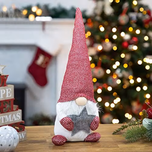 The Christmas Workshop Felt Gnome Ornament in White, Red and Grey – 5