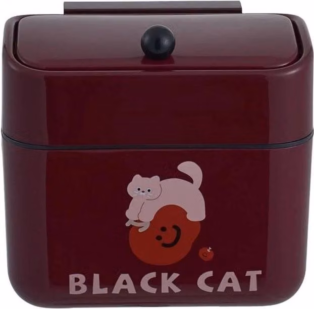 PAWNORA Wall Mounted Hanging Trash Can with Flip Lid, Red