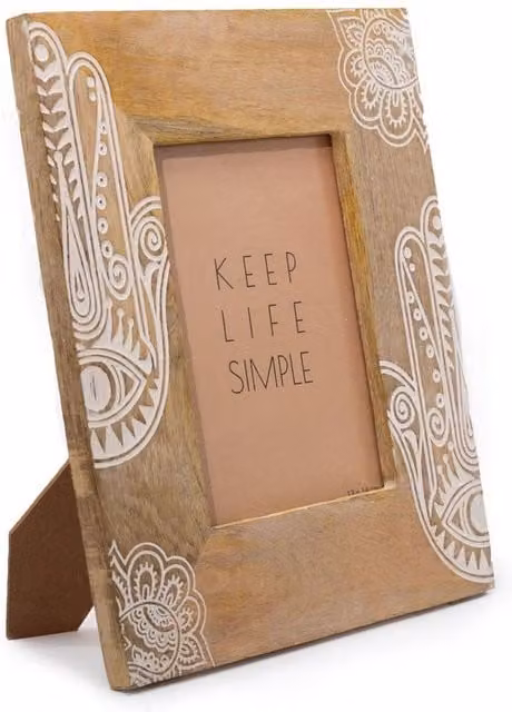 KDMD Hansa White and Brown Mango Wood Rectangular Single Picture Frame for 13x18 cm Photos