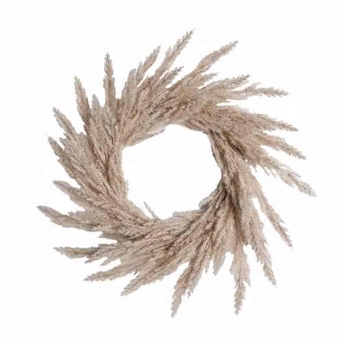 OHS Beige Artificial Floral Pampas Wreath for Summer and Spring Decor, Diameter: 55 cm – 1