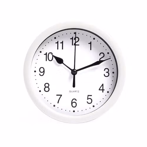 OHS Modern Round Analogue Quartz Wall Clock in White and Black